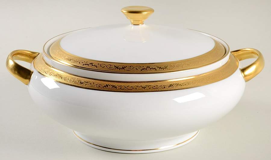 Ambassador Gold (White) Round Covered Vegetable by Raynaud-1