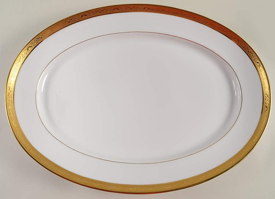 Ambassador Gold (White) 16" Oval Serving Platter by Raynaud-1