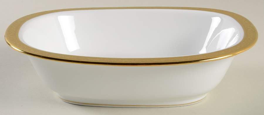 Ambassador Gold (White) 10" Oval Vegetable Bowl by Raynaud-1