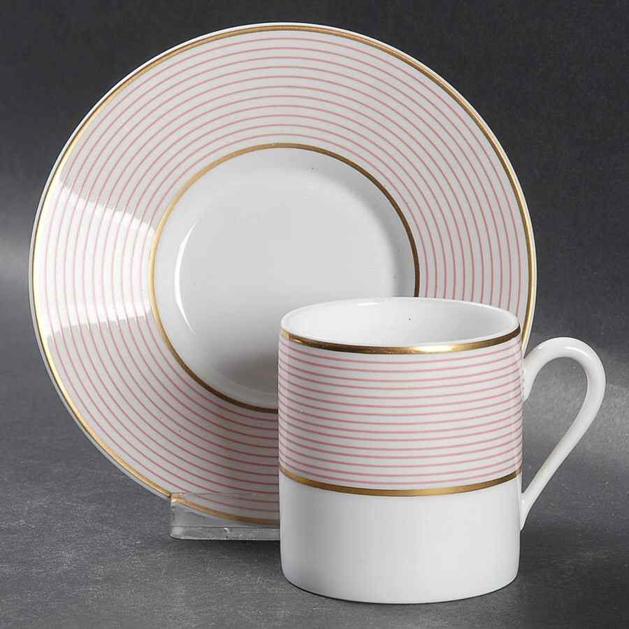 Crinoline Pink Flat Demitasse Cup & Saucer Set by Raynaud-1