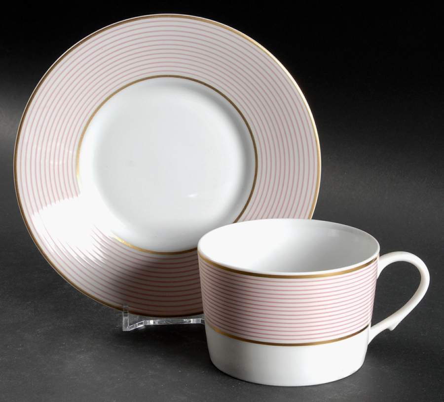 Crinoline Pink Flat Cup & Saucer Set by Raynaud-1