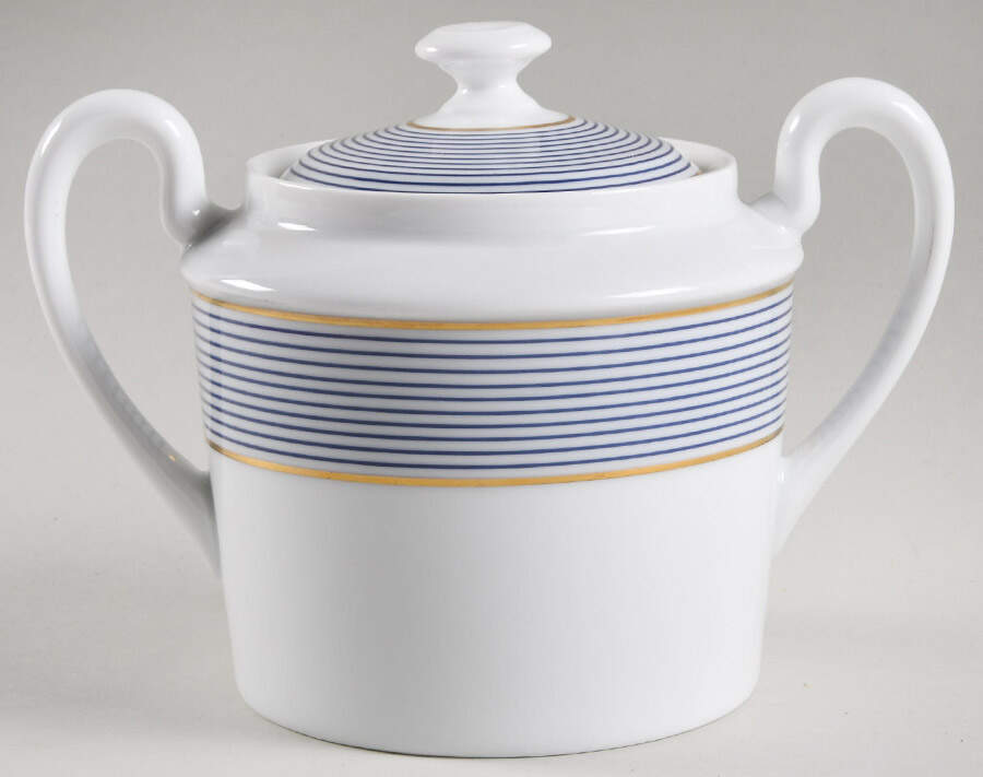 Crinoline Blue Oversize Sugar Bowl & Lid by Raynaud-1