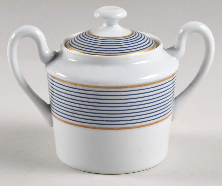Crinoline Blue Sugar Bowl & Lid by Raynaud-1