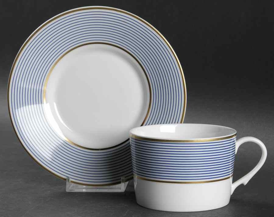 Crinoline Blue Flat Cup & Saucer Set by Raynaud-1
