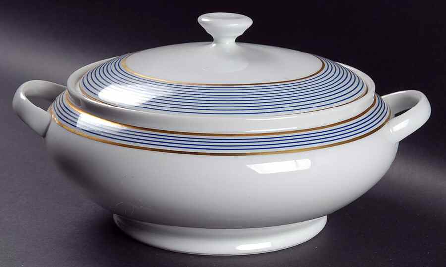 Crinoline Blue Round Covered Vegetable by Raynaud-1