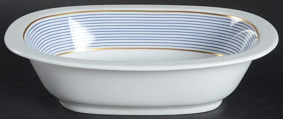 Crinoline Blue 9" Oval Vegetable Bowl by Raynaud-1