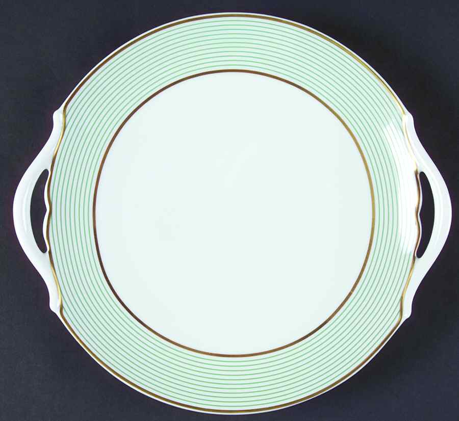 Crinoline Green Handled Cake Plate by Raynaud-1