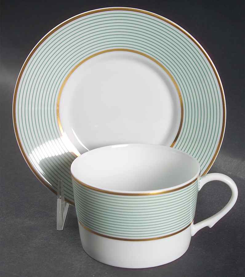 Crinoline Green Flat Cup & Saucer Set by Raynaud-1
