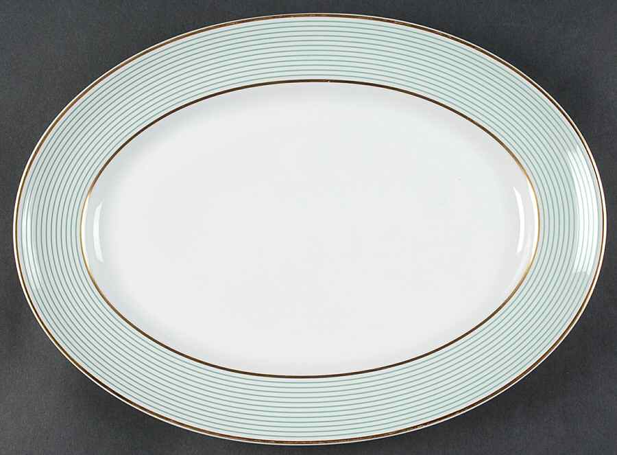 Crinoline Green 14" Oval Serving Platter by Raynaud-1