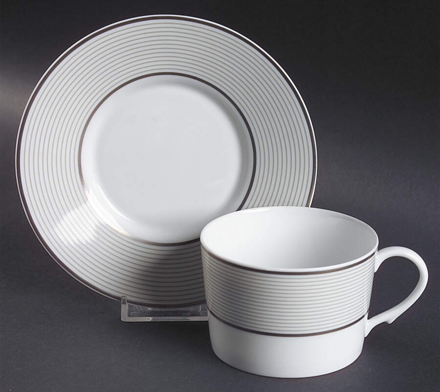 Crinoline Platinum Flat Cup & Saucer Set by Raynaud-1
