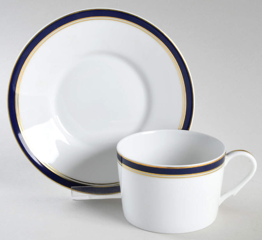 Diplomat Blue Flat Cup & Saucer Set by Raynaud-1