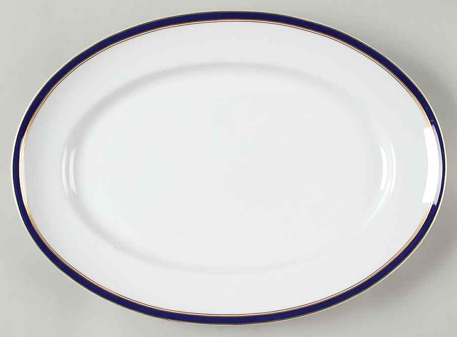 Diplomat Blue 14" Oval Serving Platter by Raynaud-1