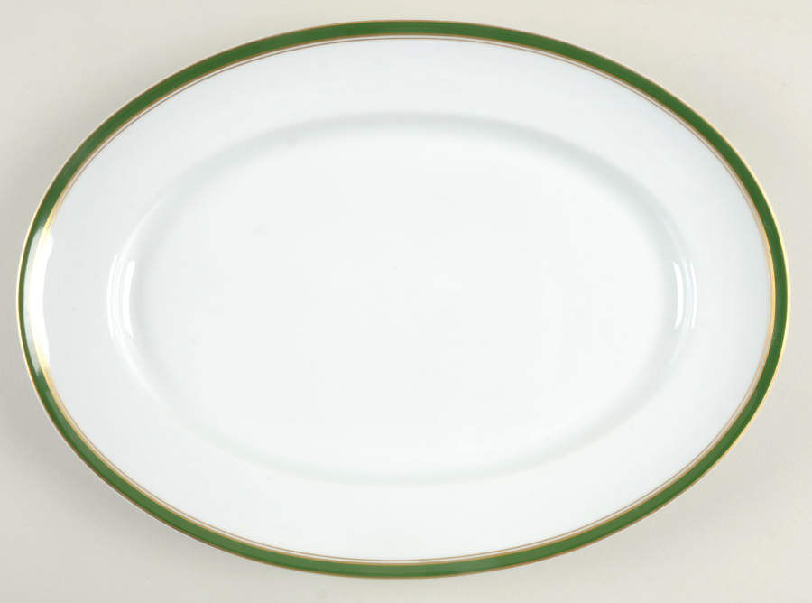 Diplomat Green 14" Oval Serving Platter by Raynaud-1