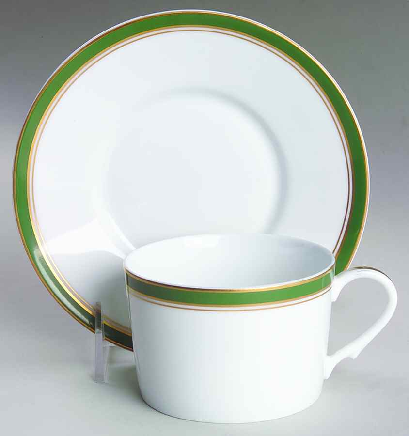 Diplomat Green Flat Cup & Saucer Set by Raynaud-1