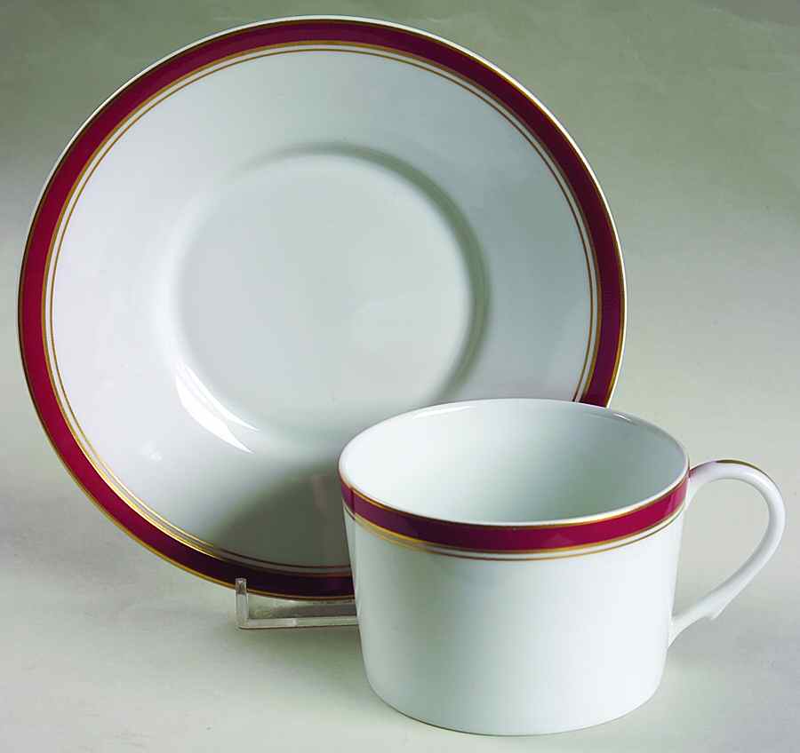 Diplomat Red Flat Cup & Saucer Set by Raynaud-1