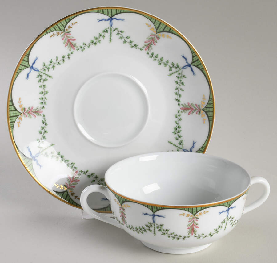Festivites Footed Cream Soup Bowl & Saucer Set by Raynaud-1