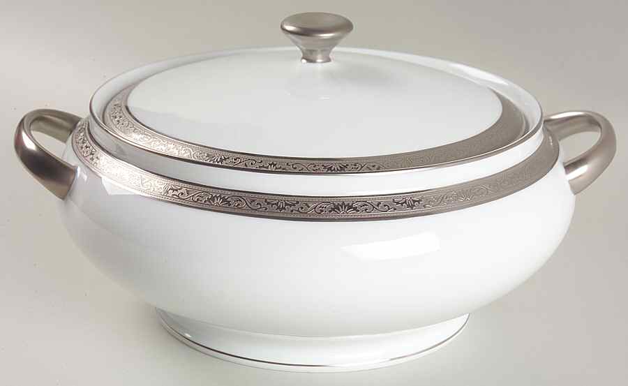 Ambassador Platinum (White) Round Covered Vegetable by Raynaud-1