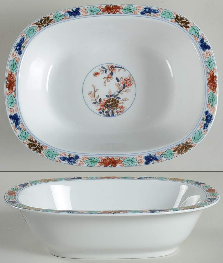 Koutani (White Background) 9" Oval Vegetable Bowl by Raynaud-1