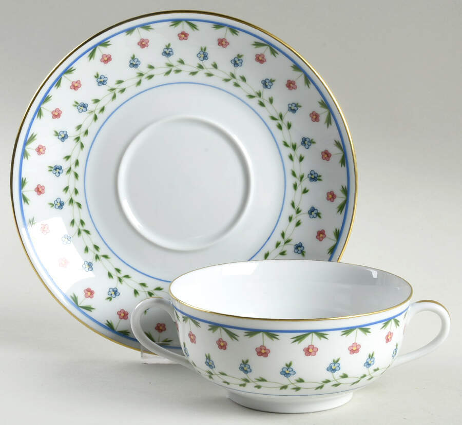 Lafayette Footed Cream Soup Bowl & Saucer Set by Raynaud-1