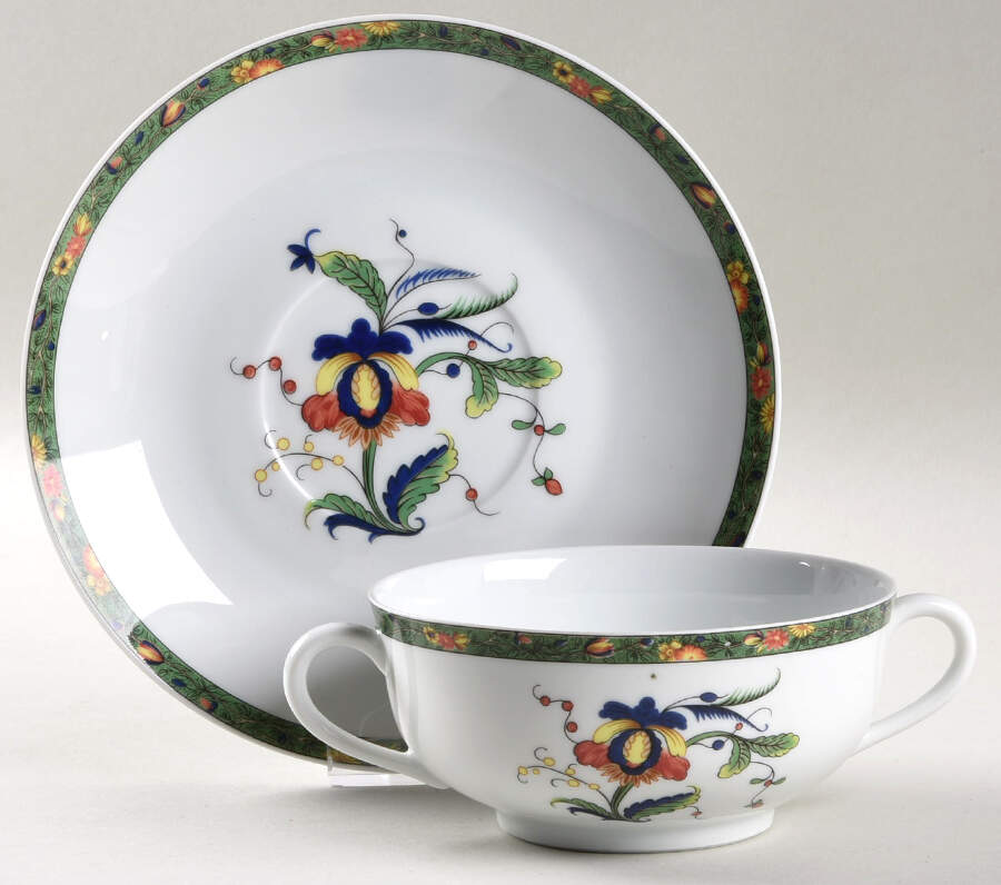 Louviers Flat Cream Soup Bowl & Saucer Set by Raynaud-1