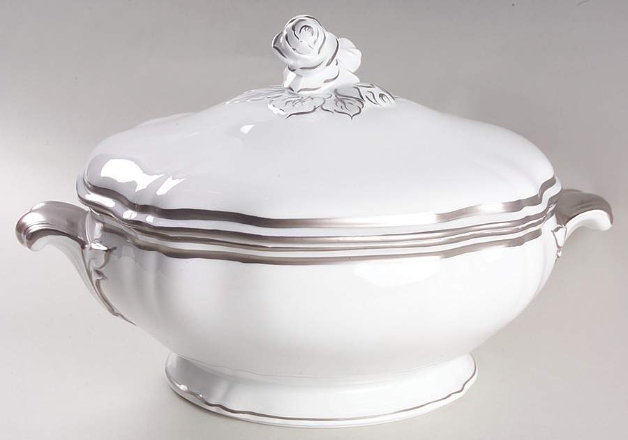 Marie Antoinette Platinum Tureen &  Lid by Raynaud-1