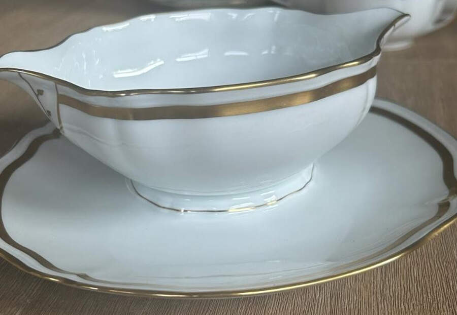 Marie Antoinette Platinum Gravy Boat with Attached Underplate by Raynaud-1