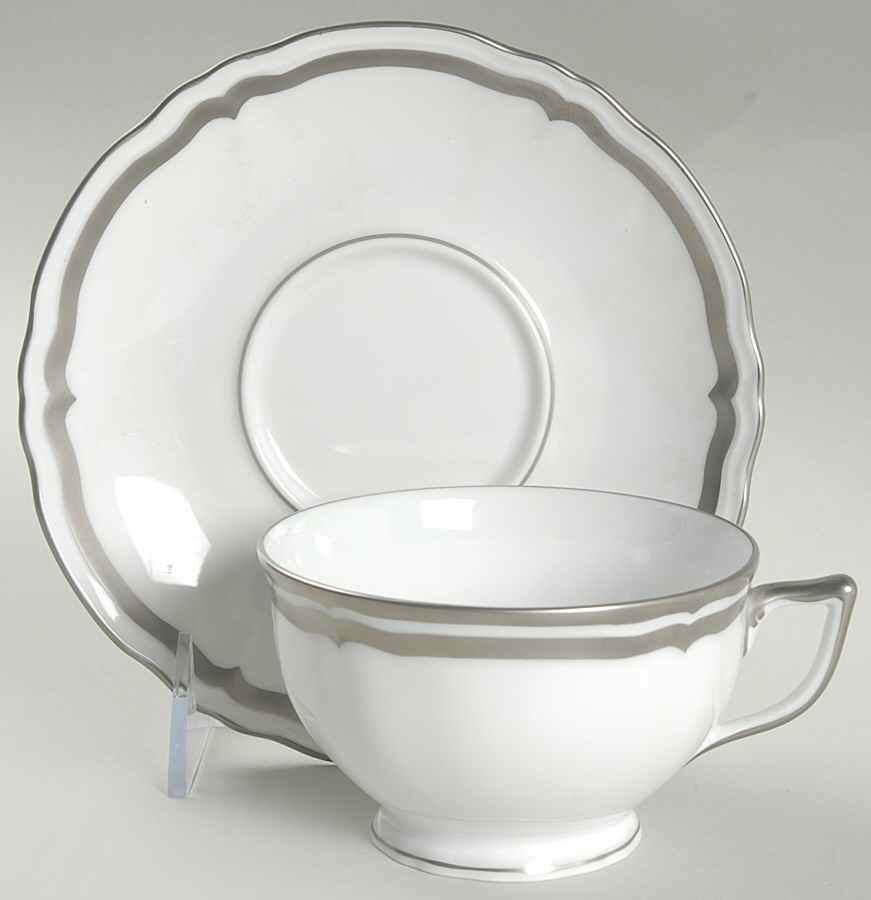 Marie Antoinette Platinum Footed Cup & Saucer Set by Raynaud-1