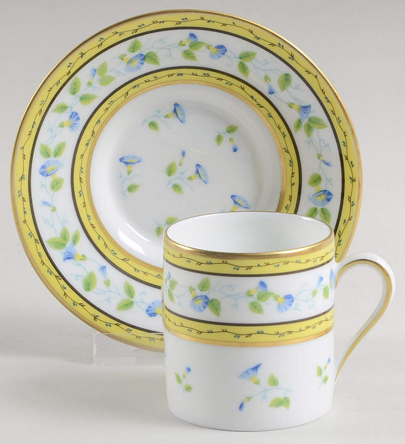 Morning Glory (Spray) Flat Demitasse Cup & Saucer Set by Raynaud-1
