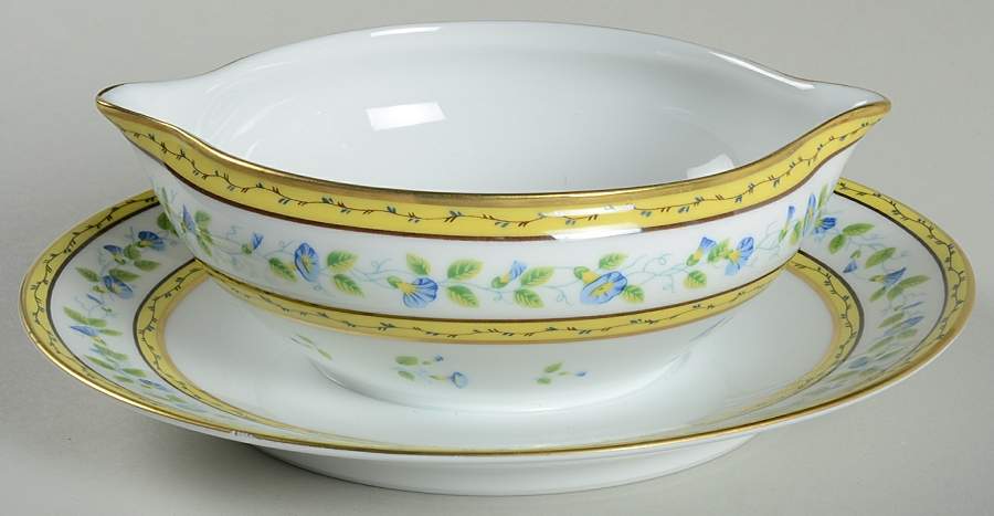 Morning Glory (Spray) Gravy Boat with Attached Underplate by Raynaud-1