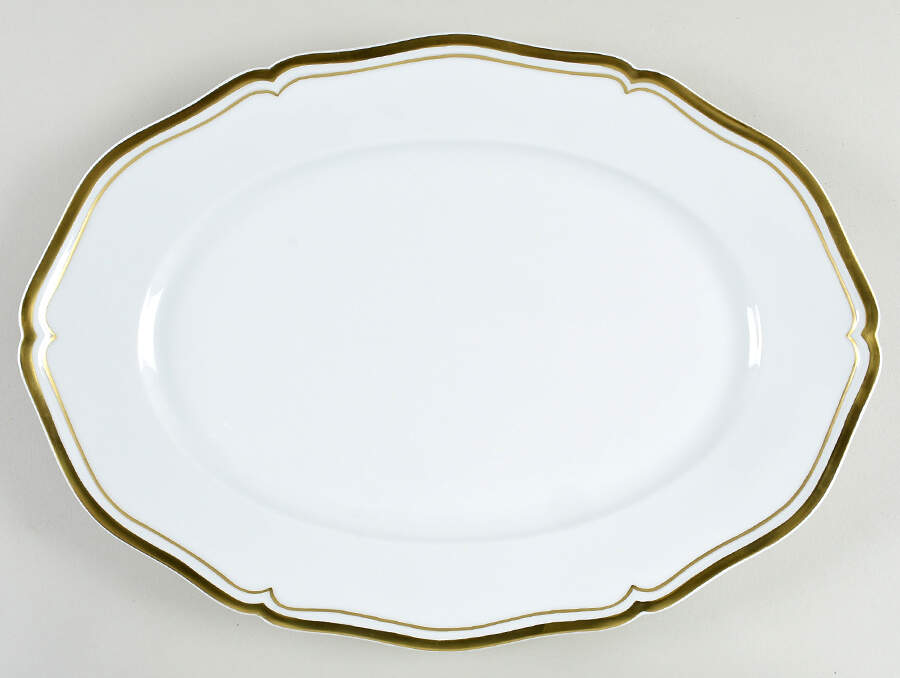 Polka White (Gold Trim) 15" Oval Serving Platter by Raynaud-1
