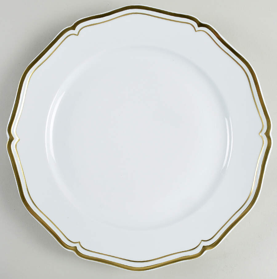 Polka White (Gold Trim) 11" Chop Plate (Round Platter) by Raynaud-1