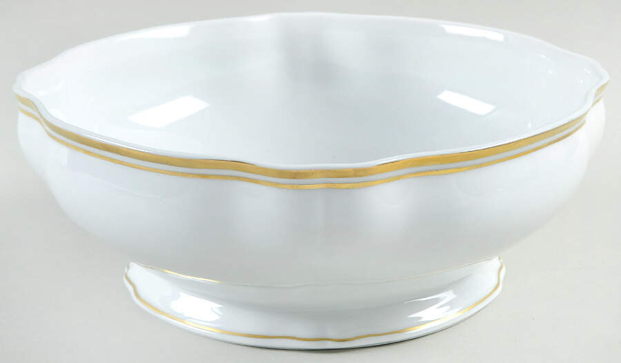 Polka White (Gold Trim) 10" Large Salad Serving Bowl by Raynaud-1