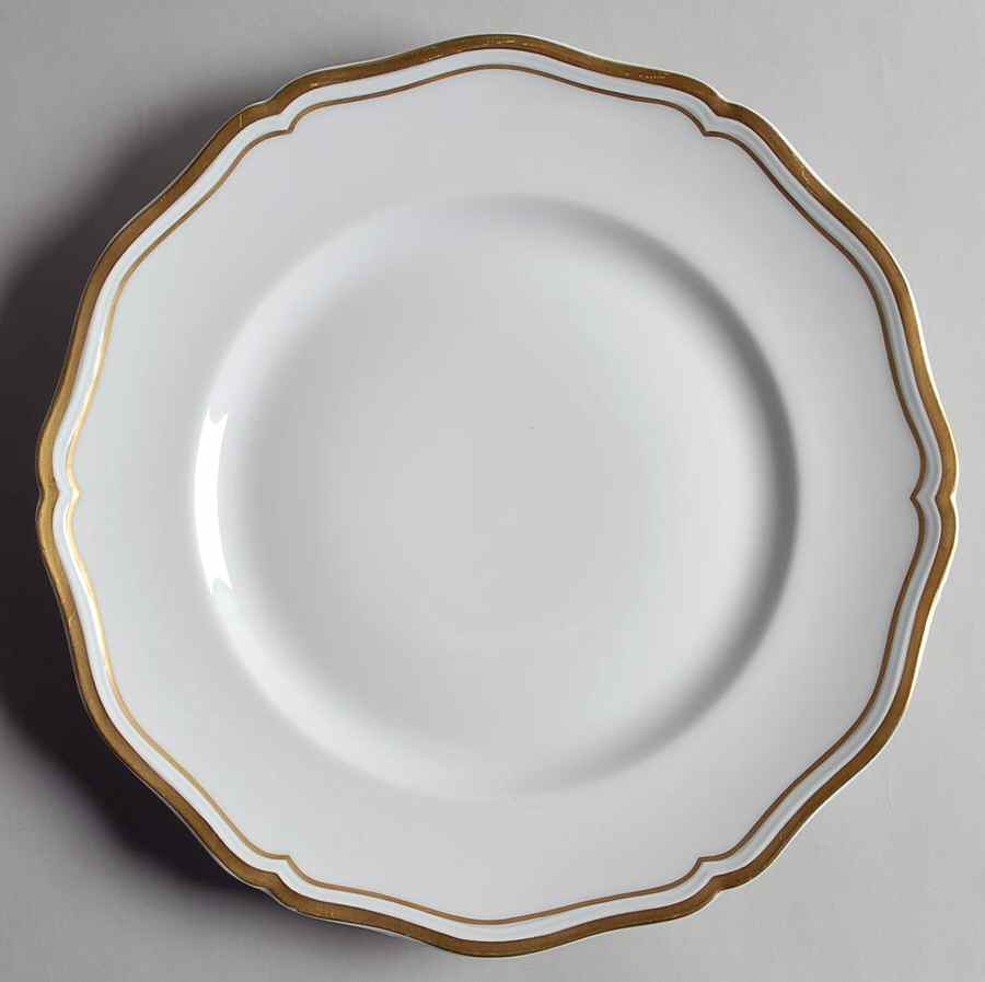 Polka White (Gold Trim) Dinner Plate by Raynaud-1