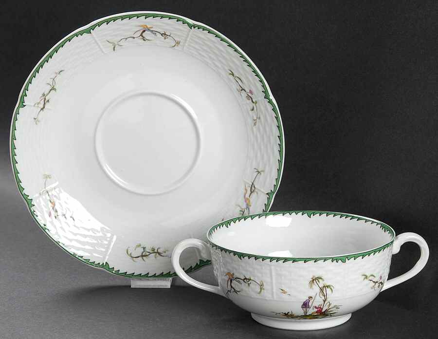 Si Kiang Flat Cream Soup Bowl & Saucer Set by Raynaud-1