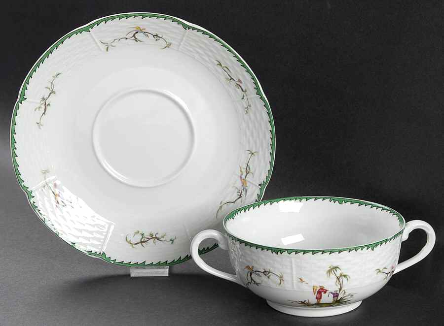 Si Kiang Flat Cream Soup Bowl & Saucer Set by Raynaud-1