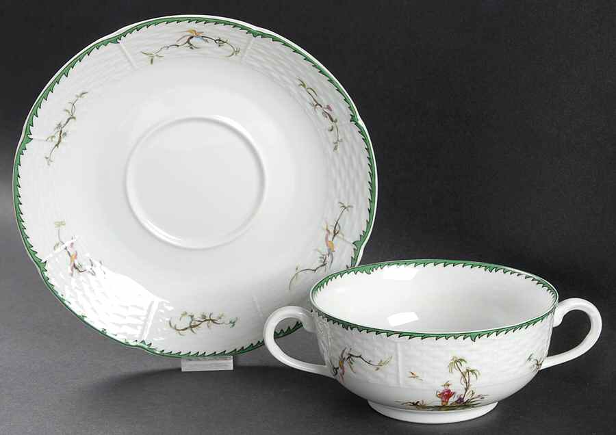 Si Kiang Flat Cream Soup Bowl & Saucer Set by Raynaud-1
