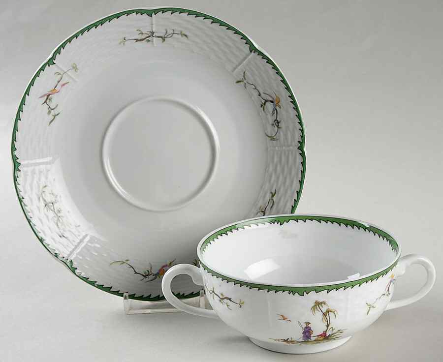 Si Kiang Flat Cream Soup Bowl & Saucer Set by Raynaud-1