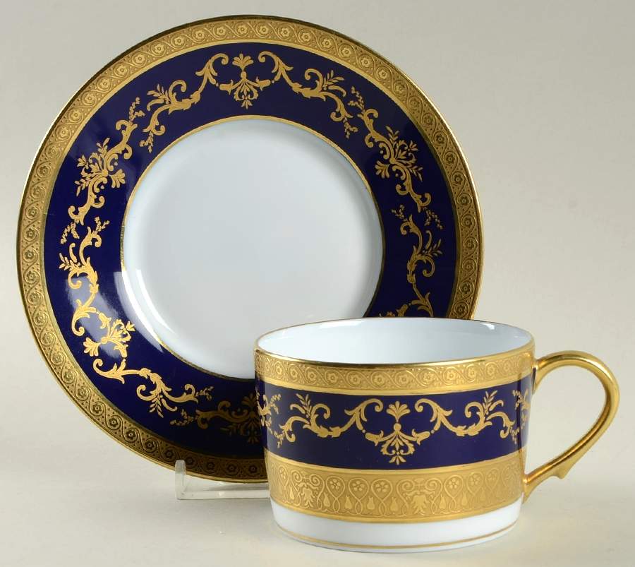 Medicis Blue Flat Cup & Saucer Set by Raynaud-1