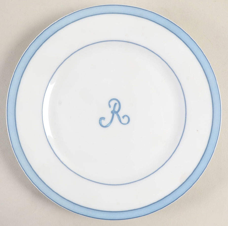 Tropic Blue (Monogram) Salad Plate by Raynaud-1