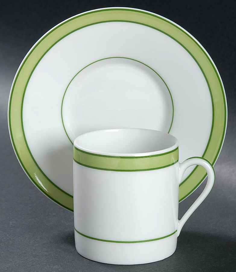 Tropic Green (No Monogram) Flat Demitasse Cup & Saucer Set by Raynaud-1