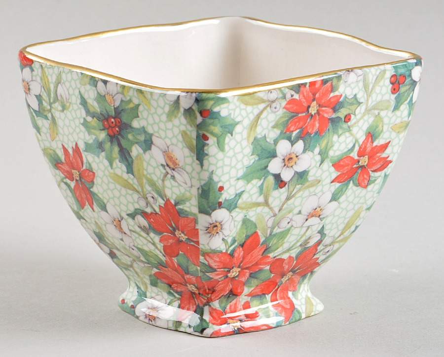 Christmas Chintz (Earthenware, Circa1995) Open Sugar Bowl by Royal Winton-1
