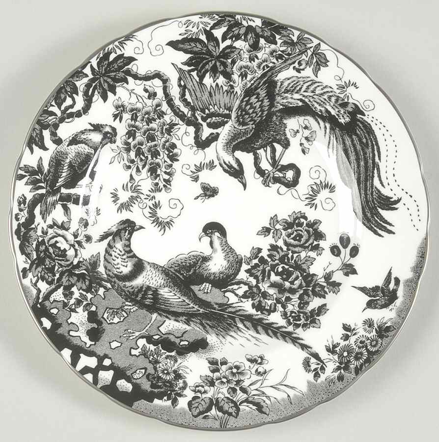 Black Aves (Platinum Trim) Salad Plate by Royal Crown Derby-1