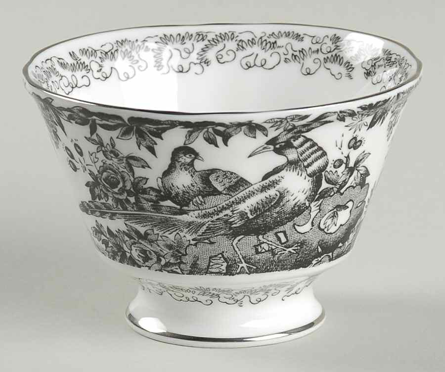 Black Aves (Platinum Trim) Open Sugar Bowl by Royal Crown Derby-1