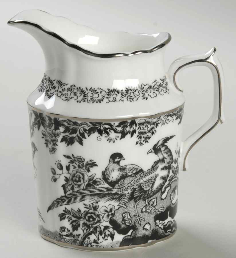 Black Aves (Platinum Trim) Creamer by Royal Crown Derby-1