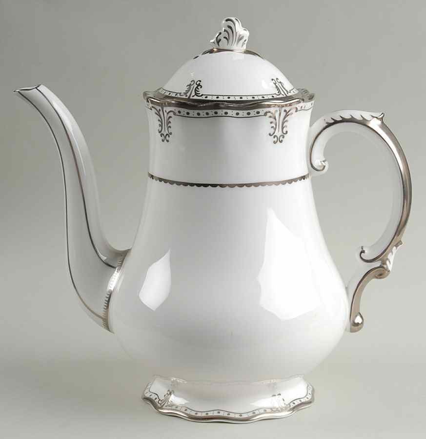 Elizabeth (Platinum Trim) Coffee Pot & Lid by Royal Crown Derby-1