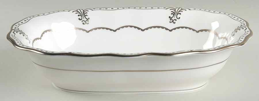 Elizabeth (Platinum Trim) 9" Oval Vegetable Bowl by Royal Crown Derby-1