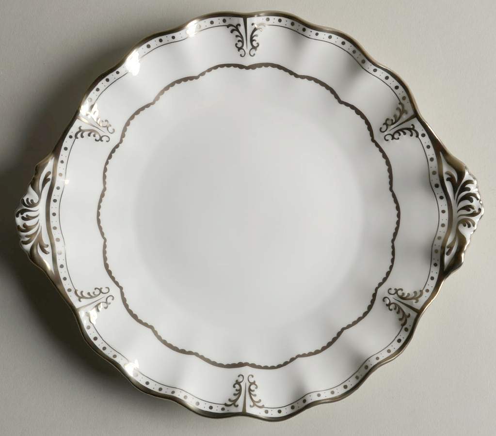 Elizabeth (Platinum Trim) Handled Cake Plate by Royal Crown Derby-1