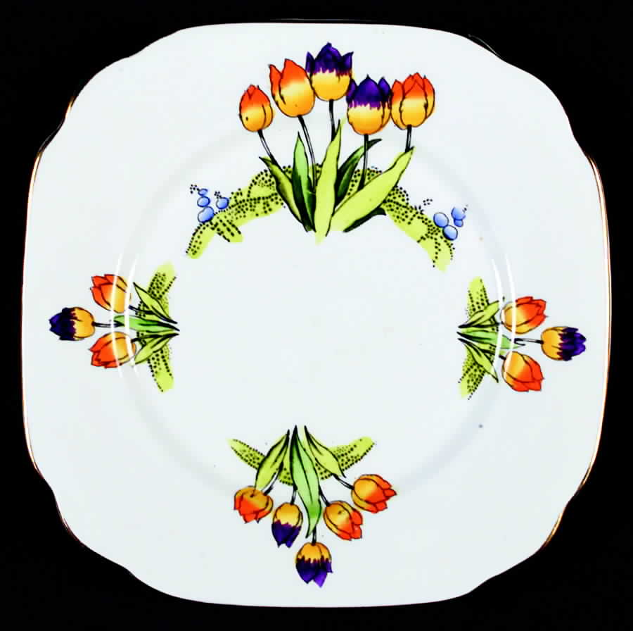Tulip(Gold Trim) Square Bread & Butter Plate by Royal Albert-1