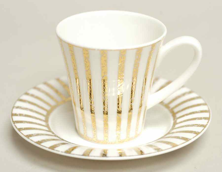 Jive Gold Flat Demitasse Cup & Saucer Set by Royal Doulton-1