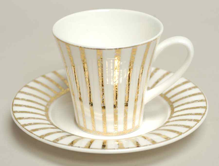 Jive Gold Flat Cup & Saucer Set by Royal Doulton-1
